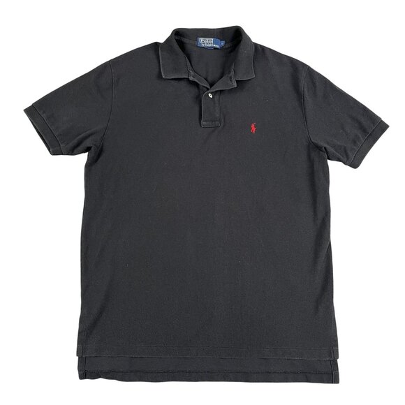 VTG Polo Ralph Lauren Mens 100% Cotton Black Polo Shirt Sz Large Made in USA - Picture 1 of 5